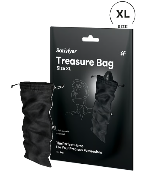 Мешочек для хранения секс игрушек черный Treasure Bag, XL Satisfyer 