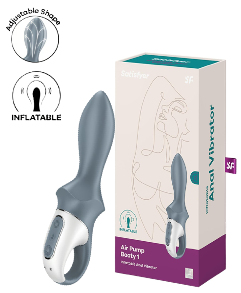 Расширяющийся анальный вибратор серый Air Pump Booty 1 Satisfyer 