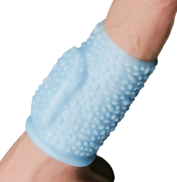 Рельефная вибронасадка на пенис Vibrating Drip Knights Ring Blue