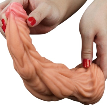 Фаллоимитатор с ярко выраженным рельефом Lovetoy Dual layered Platinum Silicone Cock 25 см