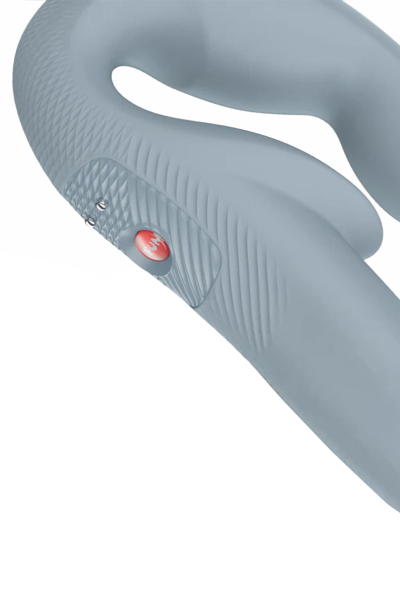 Анатомический перезаряжаемый безремневой страпон серый Fun Factory SHARE VIBE PRO