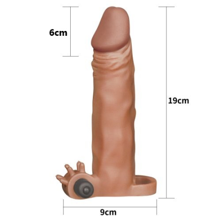 Удлиняющая насадка на пенис с вибрацией мулат X-Tender Penis Sleeve + 6 см