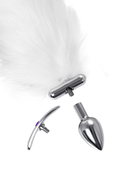 Анальная втулка со светящимся хвостом серебристая