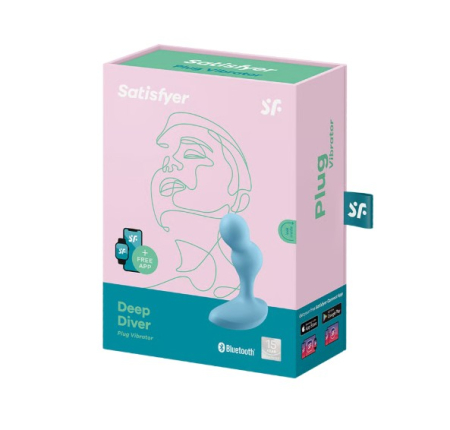 Анальный смарт-стимулятор с вибрацией голубой Deep Diver Satisfyer