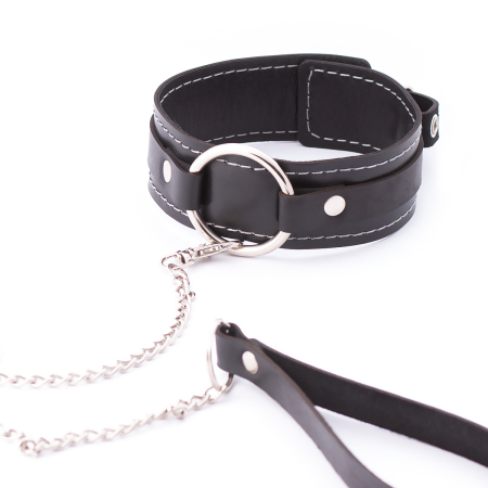 Ошейник с кольцом из натуральной кожи