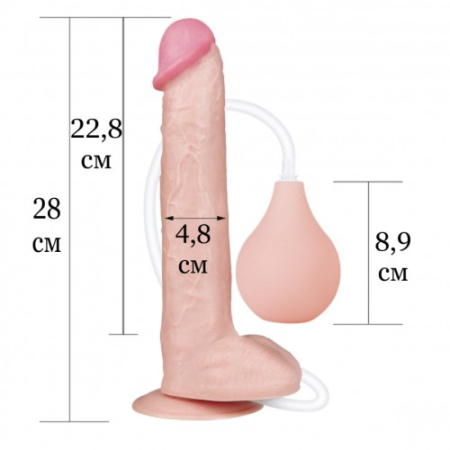 Реалистичный фаллос с имитацией семяизвержения Lovetoy Squirt Extreme 28 см