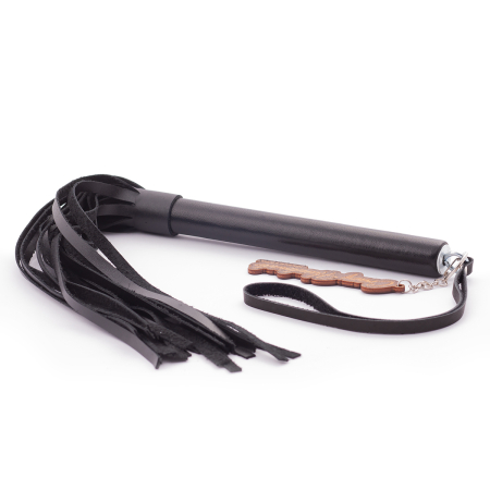 Классическая черная плеть из натуральной кожи