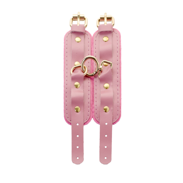 Наручники скругленные розовые (фетр, золото)