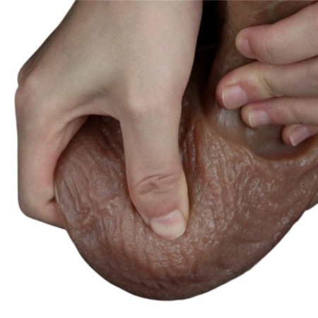 Рельефный фаллос-мулат с мошонкой Lovetoy Silicone Cock 20 см