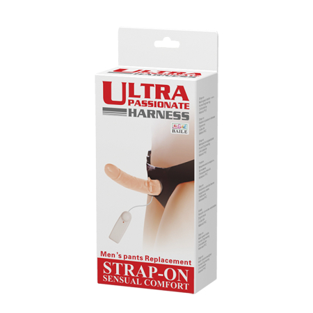 Фаллопротез с клиторальным отростком и вибрацией Baile Ultra Harness