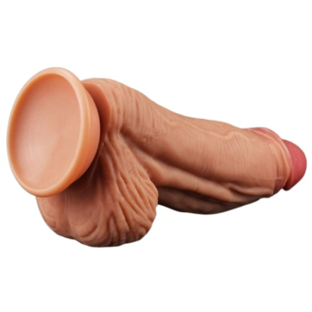 Широкий фаллос-гигант телесного цвета с рельефным стволом Lovetoy Nature Cock King Sized 25 см