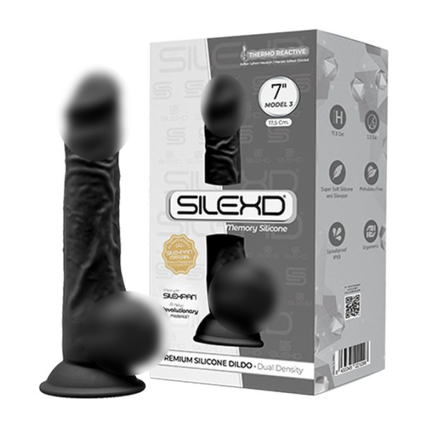 Реалистичный фаллоимитатор с мошонкой на присоске черный SILEXD Model 3 17,5 см