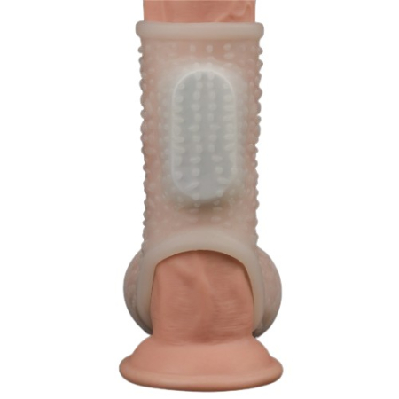Рельефная вибронасадка на пенис и мошонку Vibrating Drip Knights Ring with Scrotum Sleeve