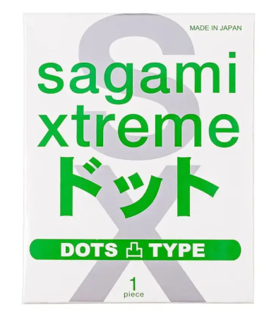 Презервативы анатомической формы с рельефными точками латексные Sagami Xtreme dots Type-E (1 шт)