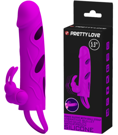 Эрекционная насадка на пенис с вибропулей Pretty Love 