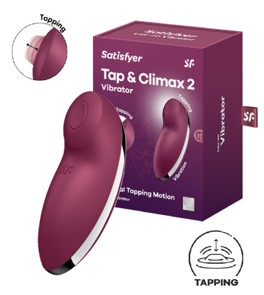 Клиторальный вибростимулятор с пульсацией бордовый Tap аnd Climax 2 Satisfyer 