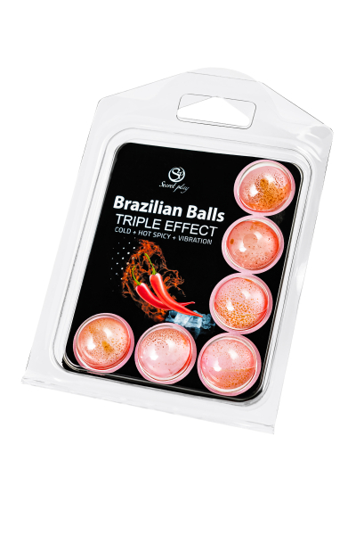 Массажное масло с тройным эффектом Secret Play Brazilian Balls (6х4 г)