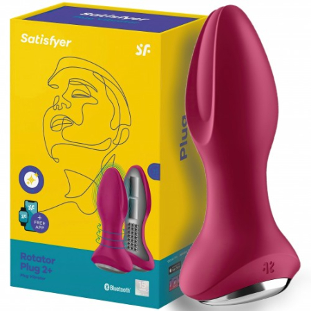 Анальный смарт-стимулятор с вибрацией и ротацией фуксия Rotator Plug 2+ Satisfyer 