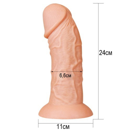 Большой изогнутый фаллос на присоске Lovetoy Realistic Curved Dildo 24 см