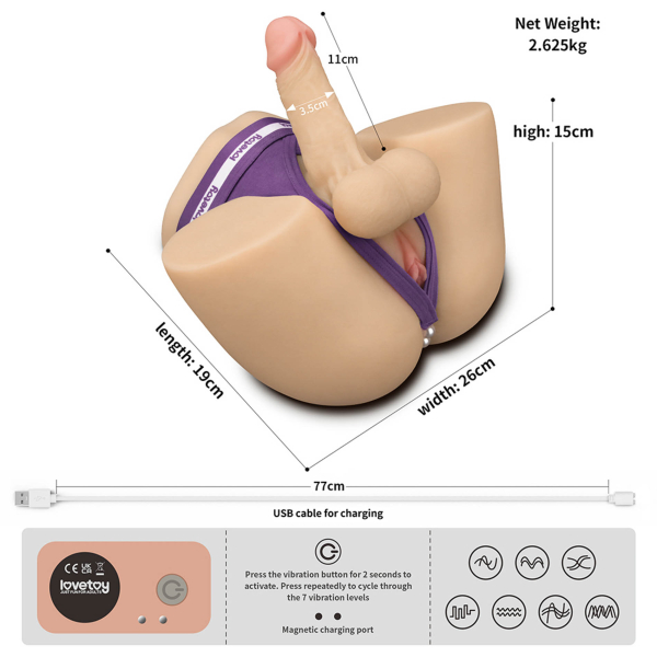 Реалистичный мастурбатор с пенисом, вагиной и анусом Streetgirls Dual Motor с вибрацией