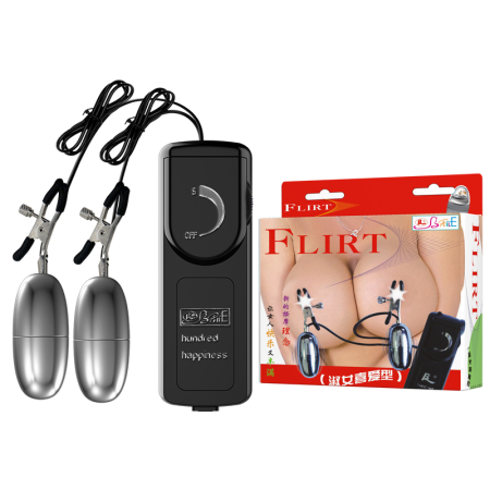 Виброзажимы на соски с проводным пультом управления Flirt Baile 