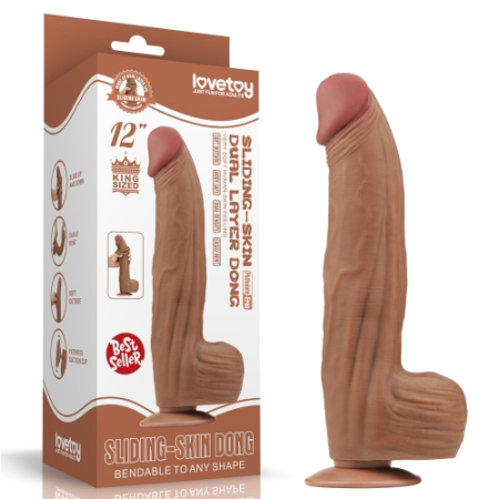 Реалистичный фаллоимитатор-мулат на присоске Sliding-Skin Dual Layer Dong 31 см