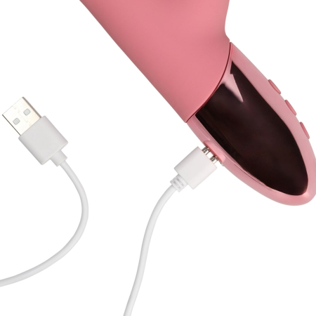 Перезаряжаемый вибратор-кролик с вращающимися бусинами розовый Rotating Beads