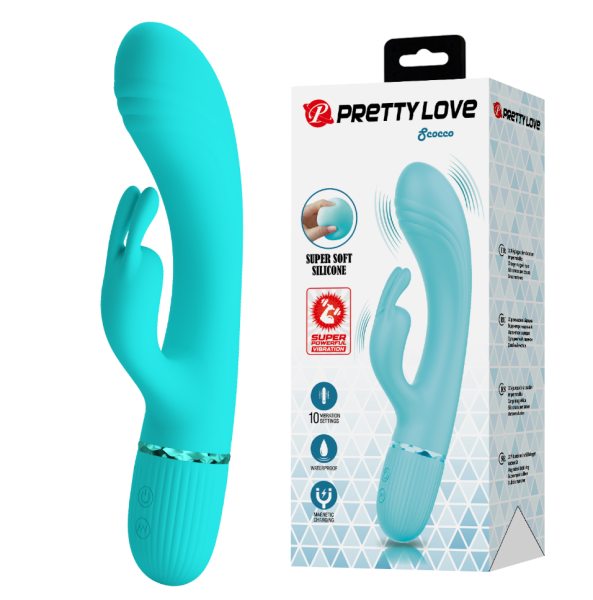 Вибратор-кролик бирюзовый Pretty Love Scocco 