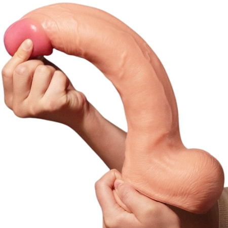 Большой фаллос на присоске с мошонкой Dual Layered Silicone Cock 30 см