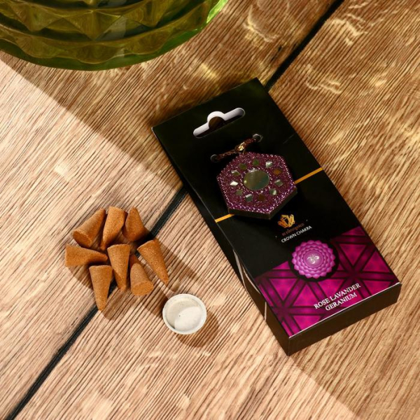Аромаконусы и подставка "Chakra" Роза, лаванда, герань (40 шт)