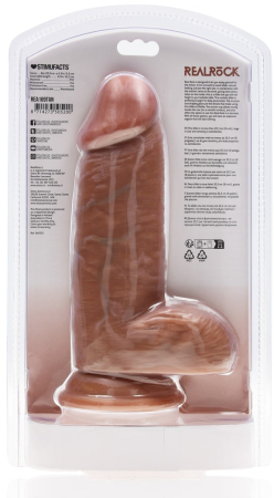 Фаллоимитатор реалистичный с мошонкой на присоске мулат RealRock Extra Thick Straight 20,3 см