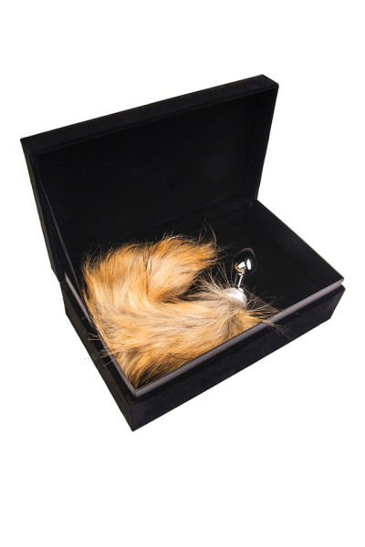 Анальная втулка серебряная с большим рыжим хвостом