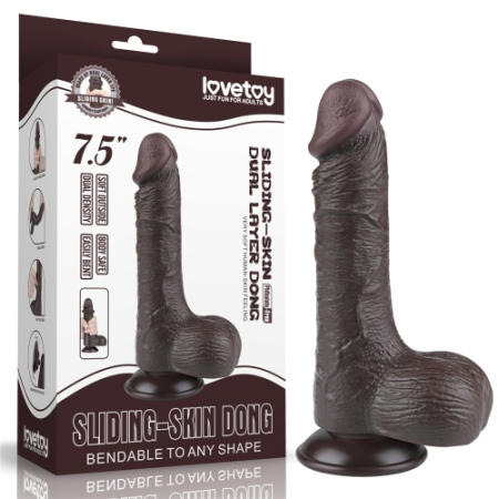 Реалистичный фаллоимитатор на присоске Sliding Skin Dual Layer Dong 19,5 см