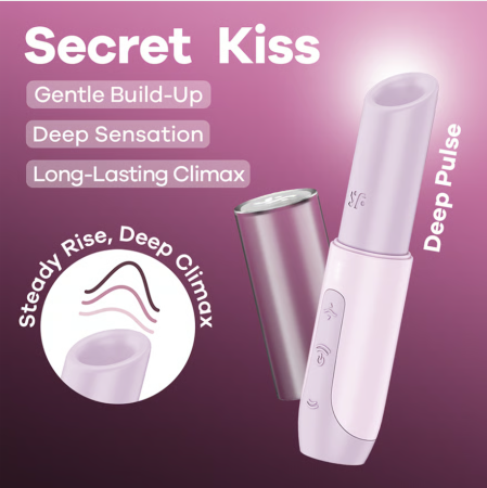 Бесконтактный вакуумный стимулятор клитора c 3D пульсацией розовый Secret Kiss Satisfyer 