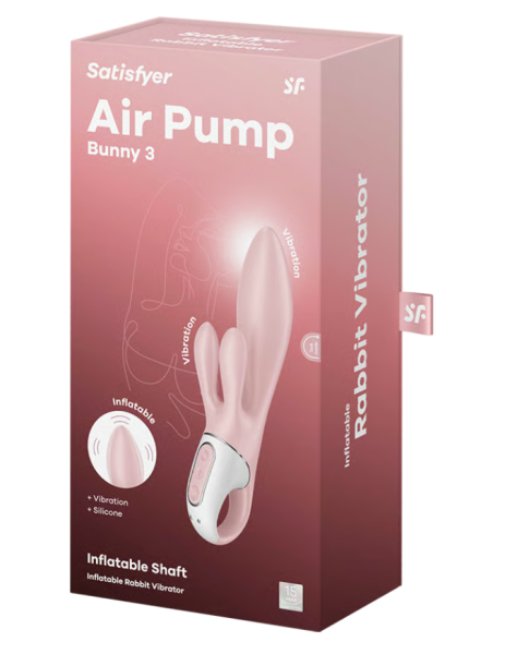 Надувной вибратор-кролик розовый Air Pump Bunny 3 Satisfyer 
