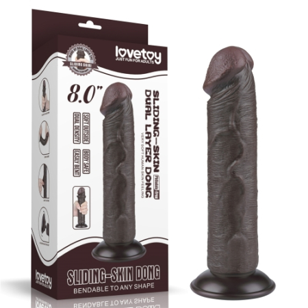 Реалистичный фаллоимитатор с "подвижной кожей" LoveToy Sliding Skin Dual Layer Dong коричневый
