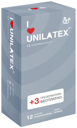 Презервативы с рифленой поверхностью Unilatex Ribbed (15 шт)