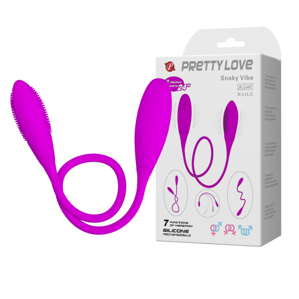 Гибкий двойной вибратор-«змейка» для пар Snaky Vibe Pretty Love