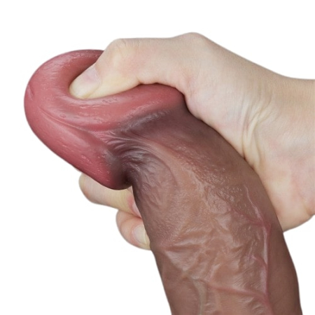 Реалистичный фаллос-мулат с мошонкой Lovetoy Silicone Cock 27 см