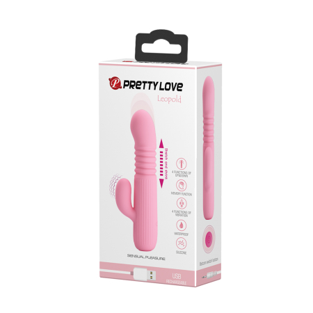Вибратор-кролик с возвратно-поступательными движениями Pretty Love Leopold 