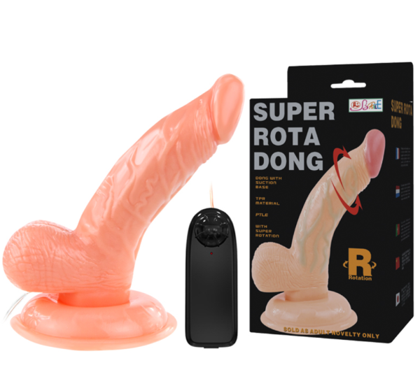 Реалистичный вибратор с ротацией на присоске Super Rota Dong Baile 