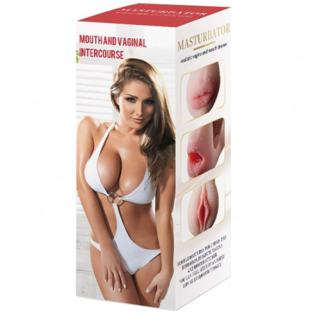 Двойной мастурбатор вагина и ротик с зубками Vagina-Oral sex with teeth 2 в 1