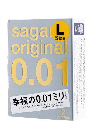 Полиуретановые презервативы увеличенного размера Sagami Original 0,01 L-size (2 шт)