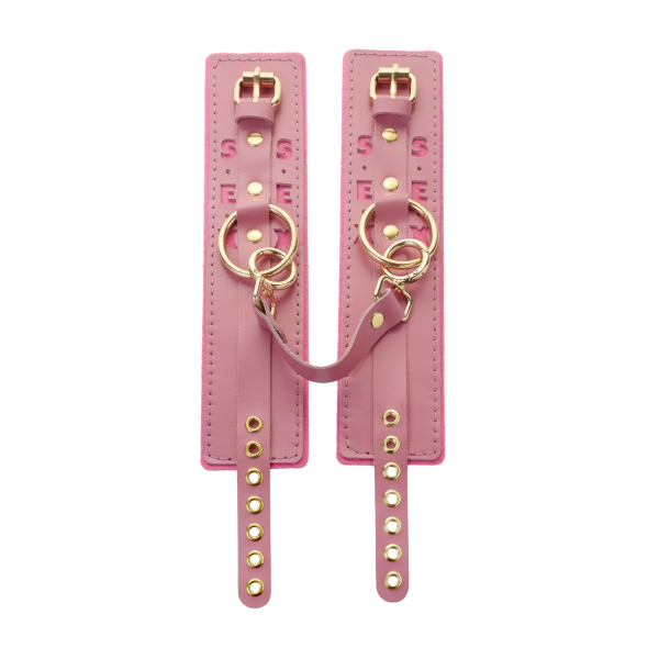 Оковы розовые с надписью SEX (фетр, золото)