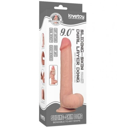 Гнущийся фаллоимитатор с эффектом двойной кожи Lovetoy Sliding-Skin Dual Layer Dong 23 см