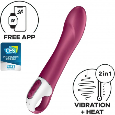 Смарт-вибратор с функцией нагрева бордовый Big Heat Satisfyer