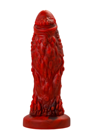Перезаряжаемый вибратор на присоске красный Black&Red Monster Docus