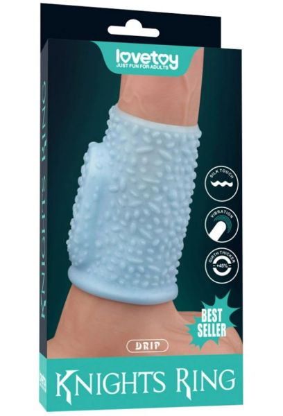 Рельефная вибронасадка на пенис Vibrating Drip Knights Ring Blue