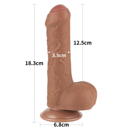 Реалистичный фаллоимитатор на присоске Sliding Skin Dual Layer Dong 18,3 см