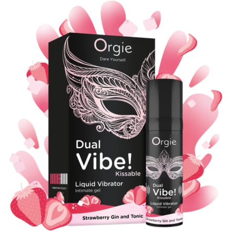 Съедобный жидкий вибратор со вкусом клубники и джин-тоника DUAL VIBE! KISSABLE 15 мл